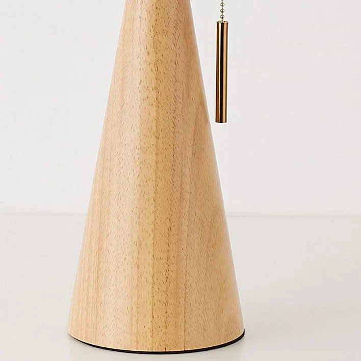Japanese Wooden Table Lamp With Pleated Fabric Shade